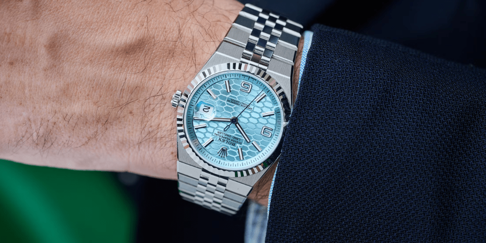 Rolex Land-Dweller 40mm platino en muñeca
