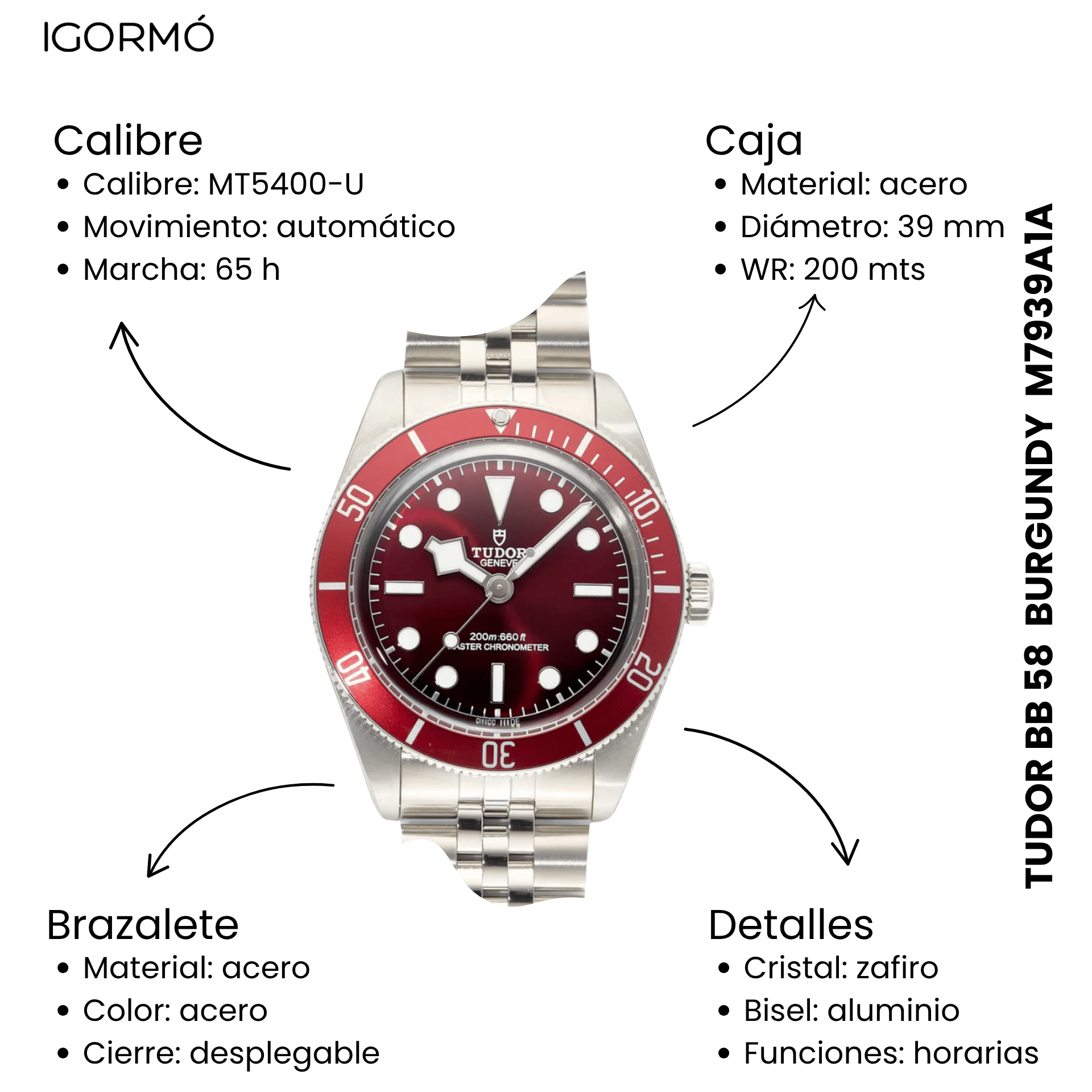 Tudor Black Bay 41 mm Oyster bisel burdeos burgundy M7941A1A0RU-0001