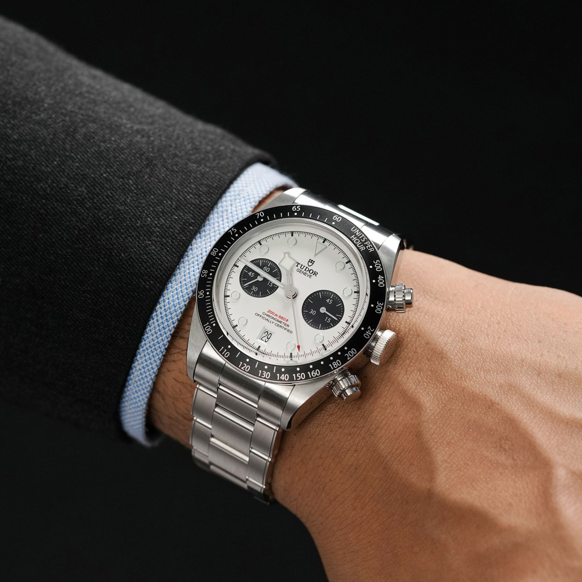 Tudor Black Bay Chrono 41 mm Panda Ref M79360N-0012 brazalete de 3 eslabones