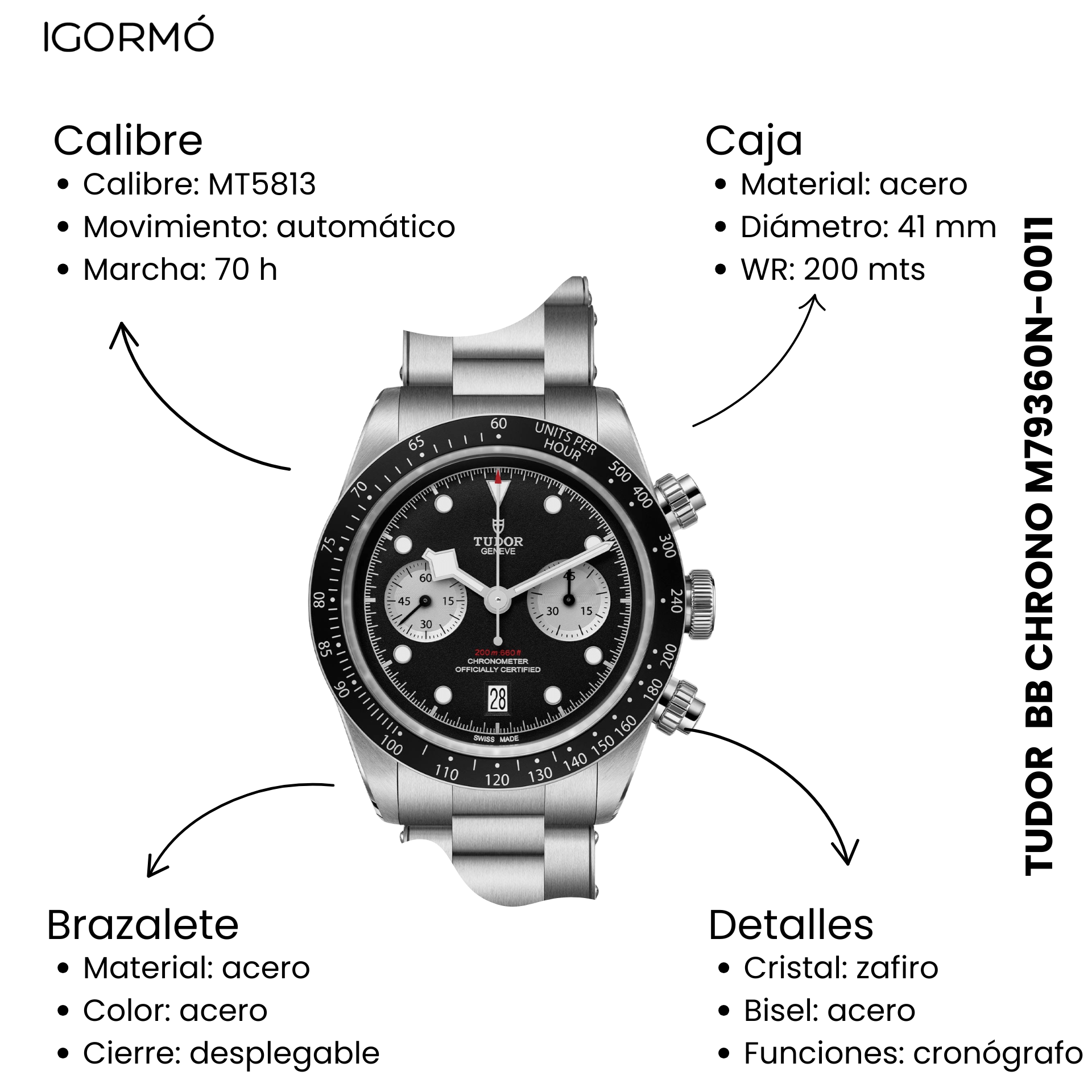 Tudor Black Bay Chrono negro 41 mm M79360N-0011