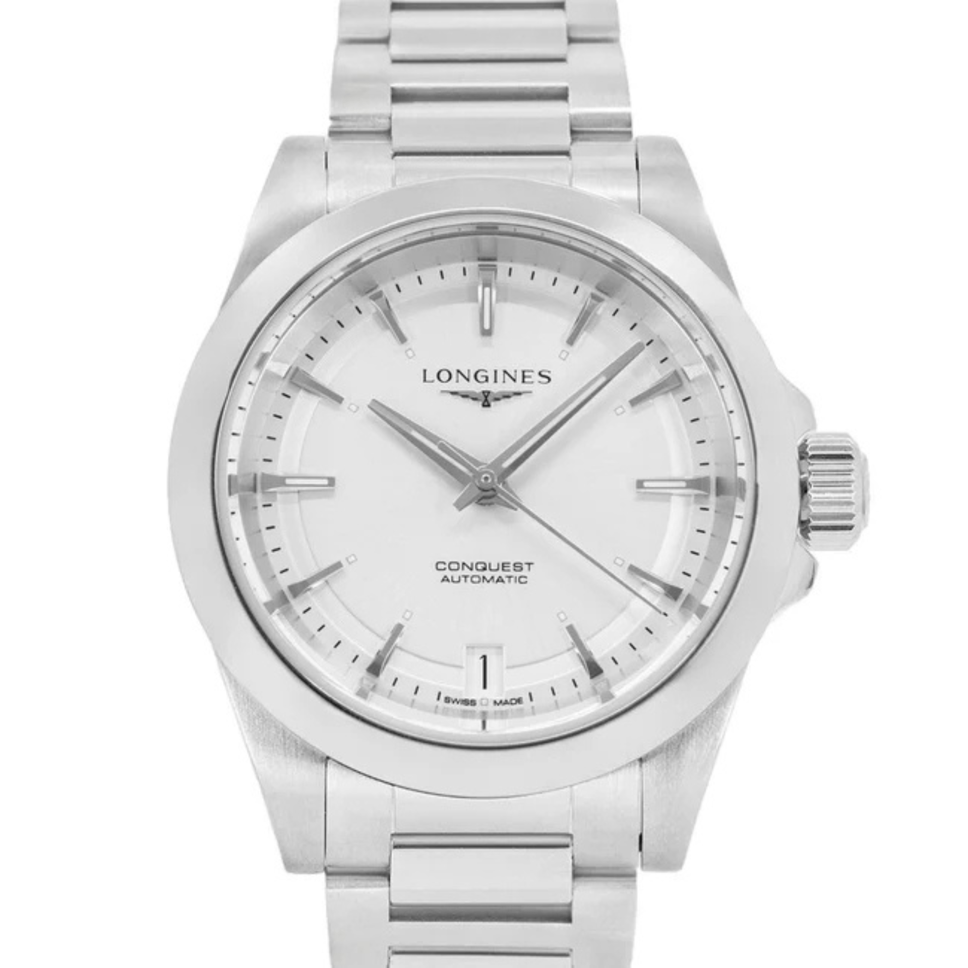 Longines Conquest 34mm esfera plata L3.430.4.72.6