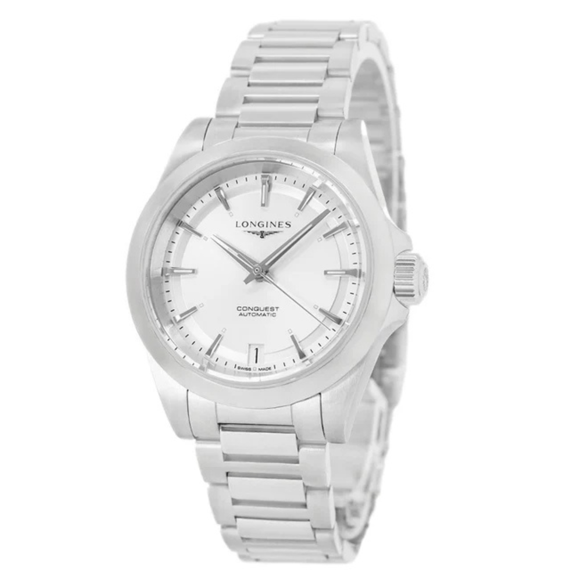 Longines Conquest 34mm esfera plata L3.430.4.72.6