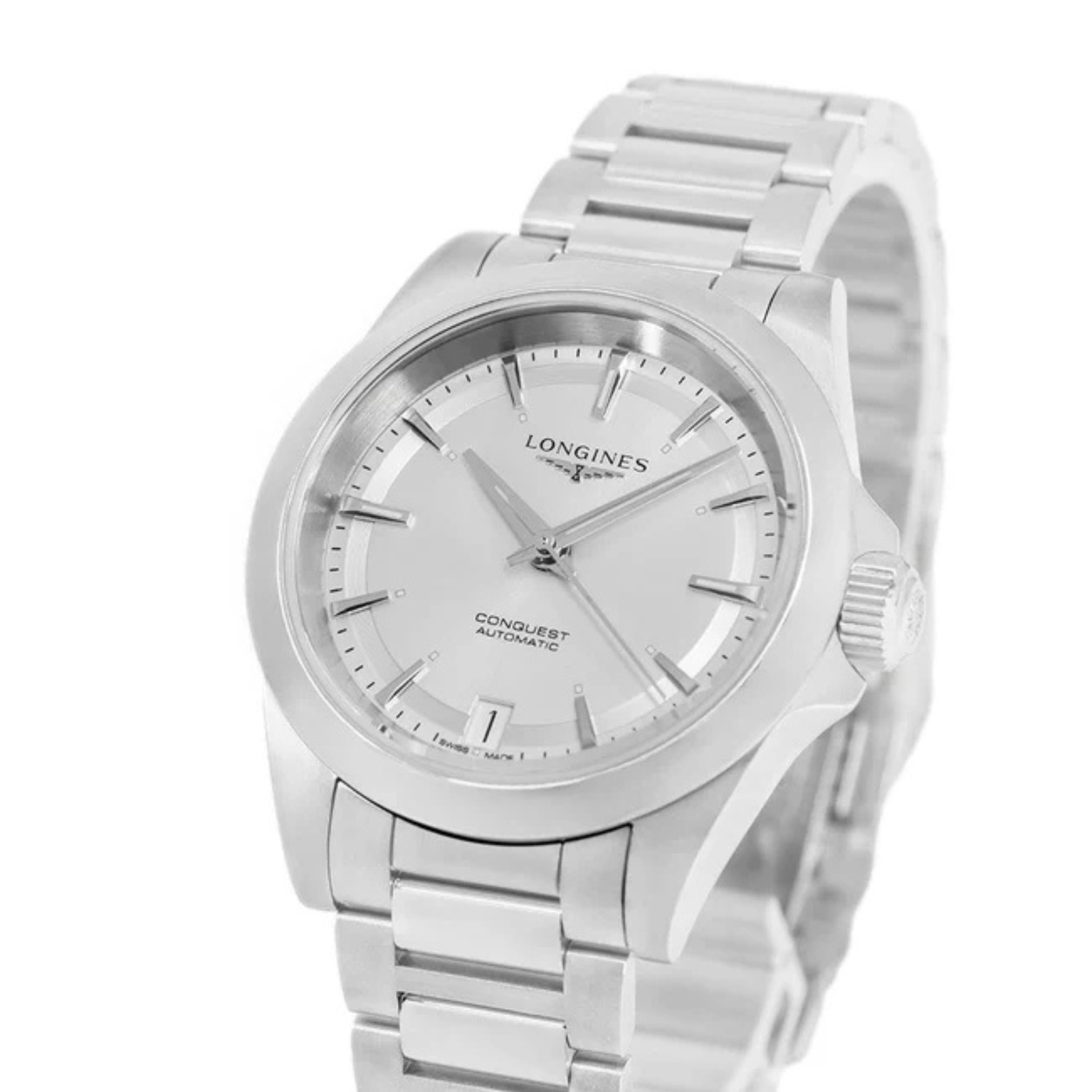 Longines Conquest 34mm esfera plata L3.430.4.72.6