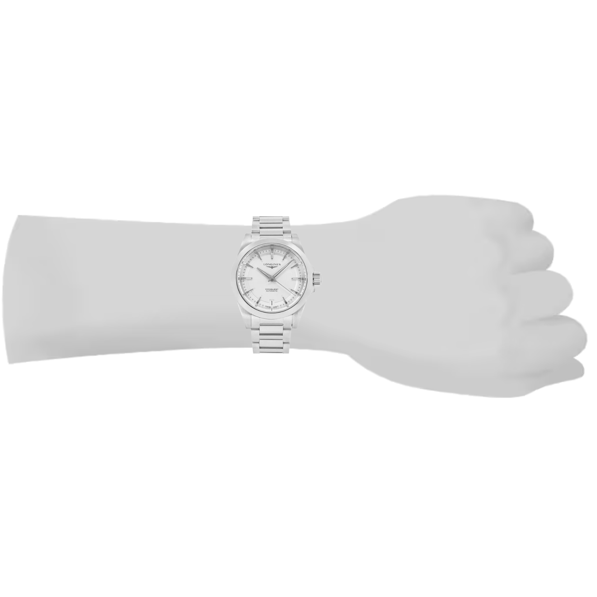 Longines Conquest 34mm esfera plata L3.430.4.72.6