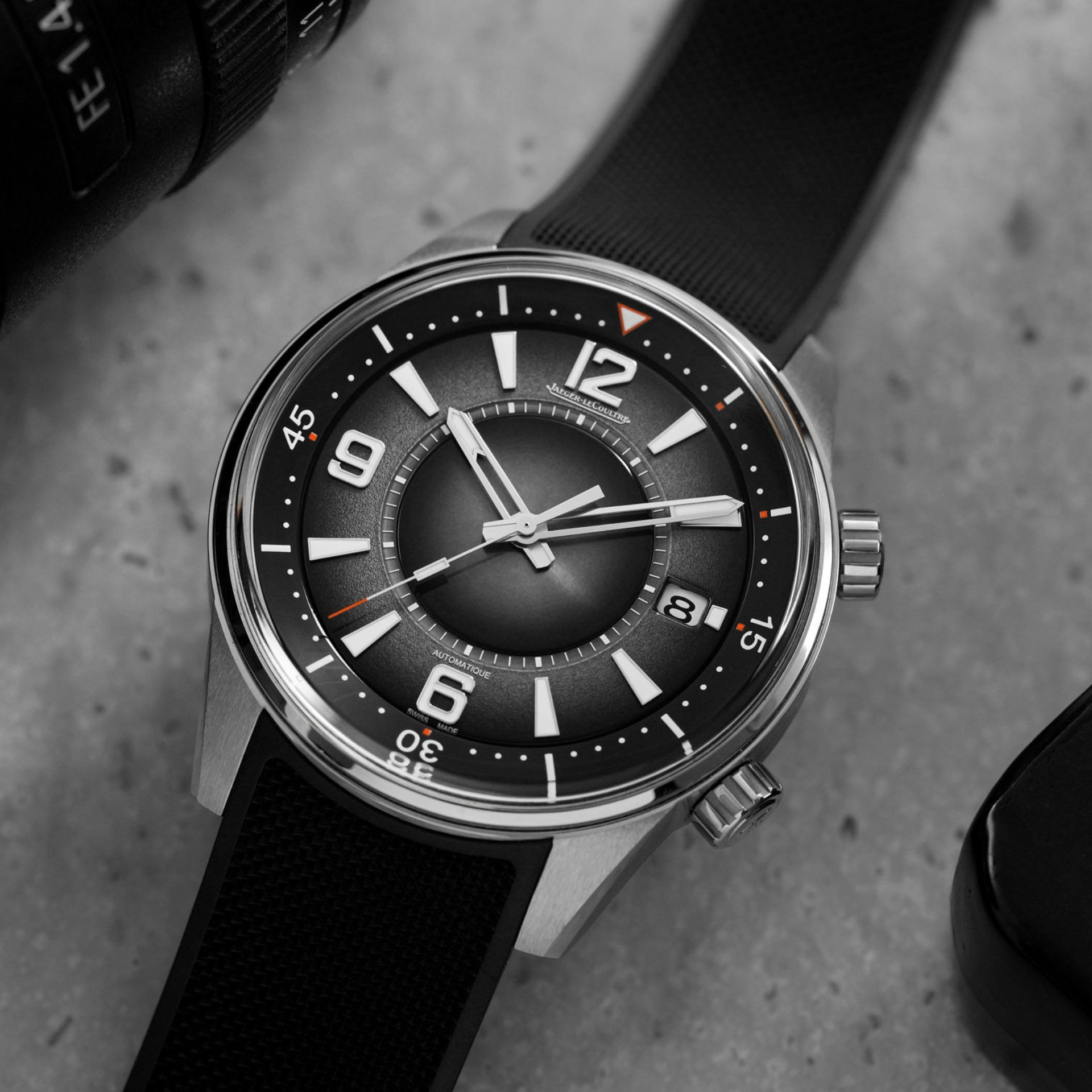 Jaeger-LeCoultre Polaris Date Q9068650 acero 42 mm esfera gray blue correa de caucho