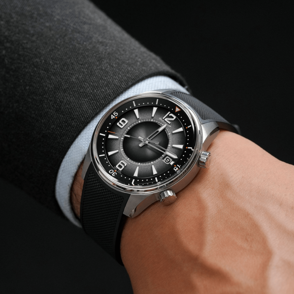 Jaeger-LeCoultre Polaris Date Q9068650 acero 42 mm esfera gray blue correa de caucho