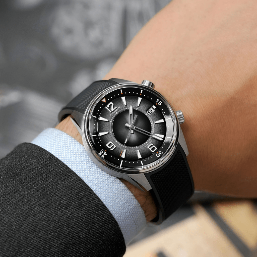 Jaeger-LeCoultre Polaris Date Q9068650 acero 42 mm esfera gray blue correa de caucho
