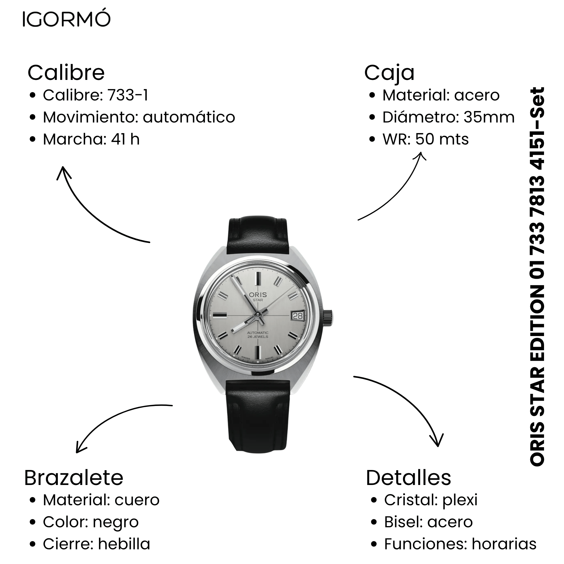 Oris Star Edition acero 35mm ref 01 733 7813 4151-Set